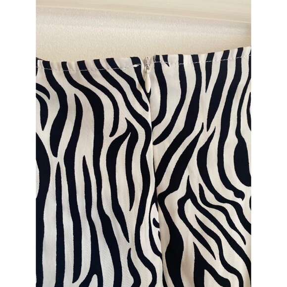 Nasty Gal Zebra Print Midi Skirt Monochrome High Waist Size US 10 - Picture 3 of 6